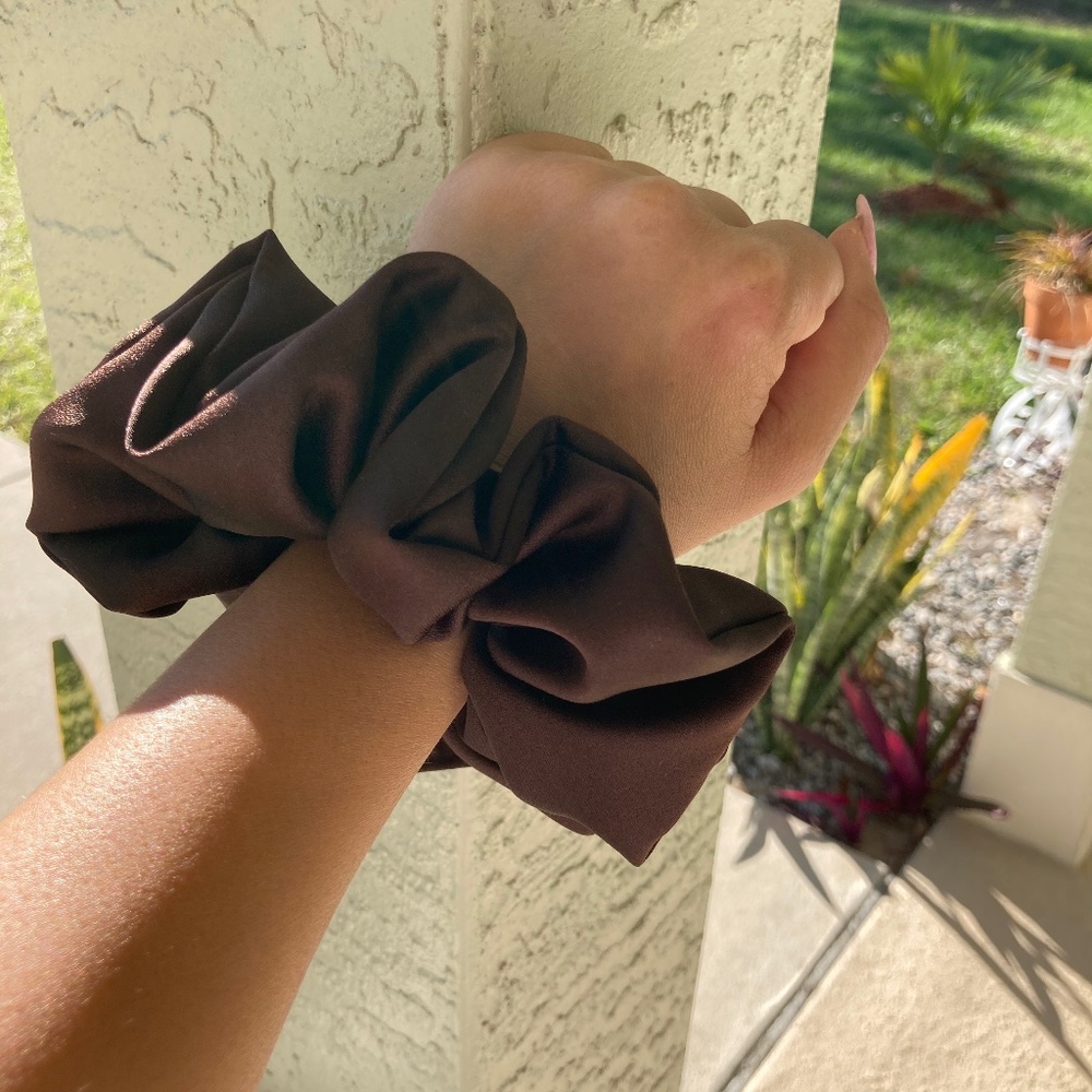 3 Handmade Chocolate Brown Scrunchies